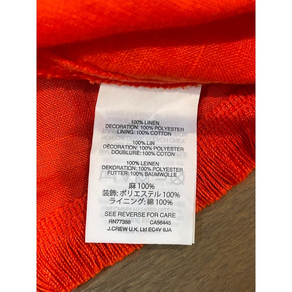 J.Crew 100% Linen Fringe Detail Top Orange Size 14 - Picture 4 of 8